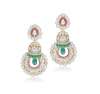 Embeded in 24 K Yellow Gold, Chandbalis with emerald and ruby and south sea pearls and brilliant cut diamonds and Polki by Bikaneri Jewels
